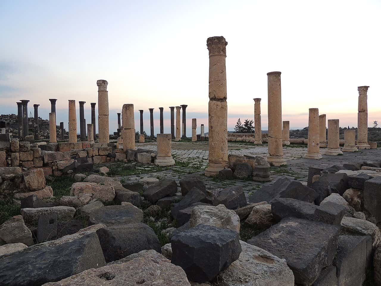 The ruins of Umm Qais (Gadara) overlooking Irbid Governorate