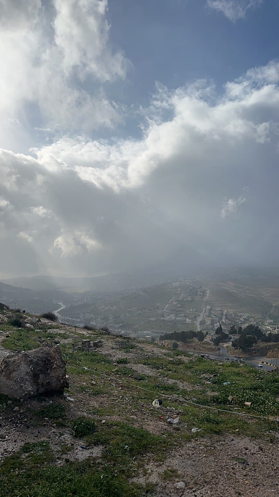 A general view of downtown Irbid and the surrounding hills and buildings